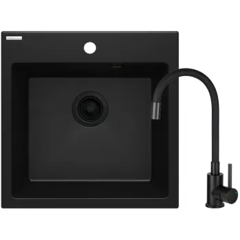 Virtuves izlietnes komplekts Deante Evora, Granīta ar maisītāju, melns ZQJNN103