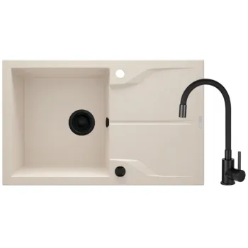 Virtuves izlietnes komplekts Deante Andante Granīta ar maisītāju, bēšs ZQNN5113