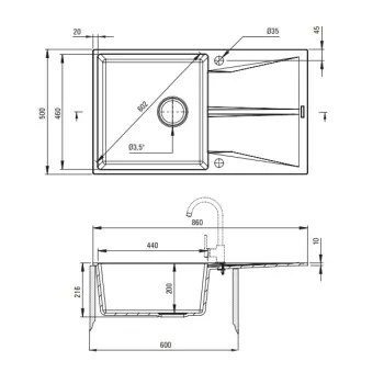 Virtuves izlietne Deante Corio Granīta izlietne ar plauktu, Smilšu ZRC_711A