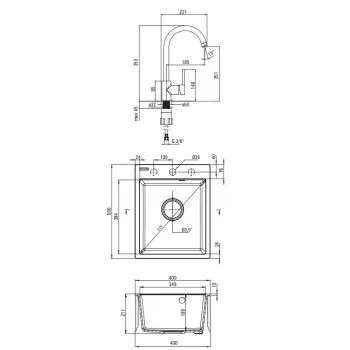 Virtuves izlietnes komplekts Deante Corio Granīta ar maisītāju pelēks metālisks ZRCBS103