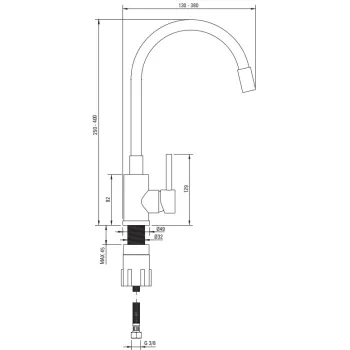Virtuves izlietnes komplekts Deante Corio Granīta ar maisītāju elastīgu izteka, grafīts ZRCP2113