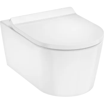 Piekaramais pods Hansgrohe EluPura S ar SoftClose QuickRelease vāku, Rimless, AquaHelix Flush, EcoSmart, balts 60344450