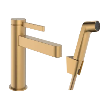 Vannas istabas izlietnes maisītājs Hansgrohe Finoris 110 ar Push-Open ar Bidetta, EcoSmart, pulēta bronza 76210140