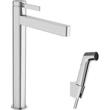 Vannas istabas izlietnes maisītājs Hansgrohe Finoris 260 ar Push-Open un bide dušas galvu, EcoSmart, hroms 76220000