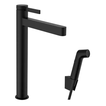 Vannas istabas izlietnes maisītājs Hansgrohe Finoris 260 ar Push-Open un bide dušas galvu, EcoSmart, matēti melns 76220670