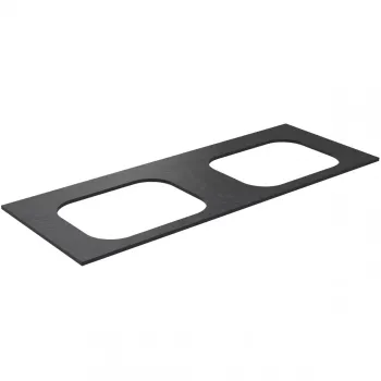 Darba virsma Kame Universal HPL, 2 Movado izlietnēm 121cm Black lava HPL WP/12-3/H17-P2-D