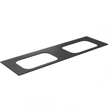 Darba virsma Kame Universal HPL, 2 Movado izlietnēm 160cm Black lava HPL WP/16-3/H17-P2-D