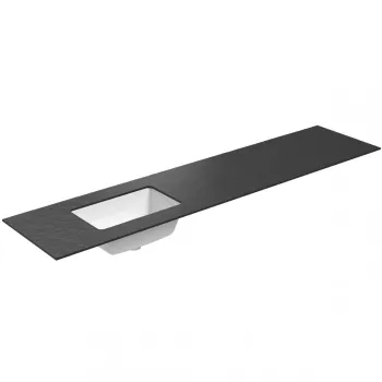 Darba virsma ar izlietni Kame Universal HPL 200cm Kreisā ar Easy Clean sifonu Black lava