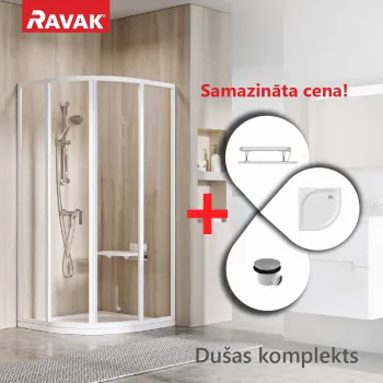 Dušas Kabīnes komplekts Ravak SET 1 SKCP4-90 dušas kabīne ar paliktni Elipso Pro-90 