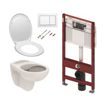 Tualetes poda komplekts Rāmis Tece ar podu S-Line Pro, SoftClose vāku un Baltu pogu KMPLSIKOTS