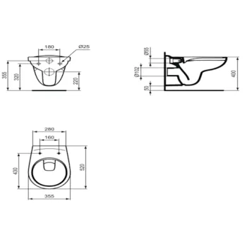 Tualetes poda komplekts Rāmis Tece ar podu S-Line Pro, SoftClose vāku un Hromētu pogu KMPLSIKOTSCR