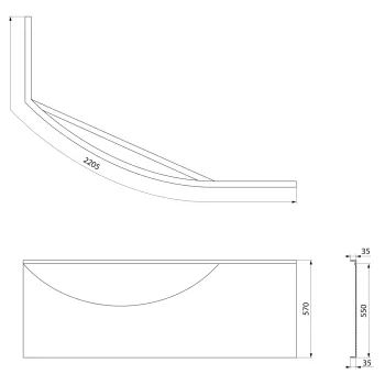 Vannas panelis Polysan Mamba stūra 160 R, labais, balts 28312