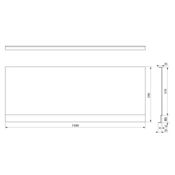 Vannas panelis Polysan Plain Nika PN 150, 1500x590 mm, balts 72496