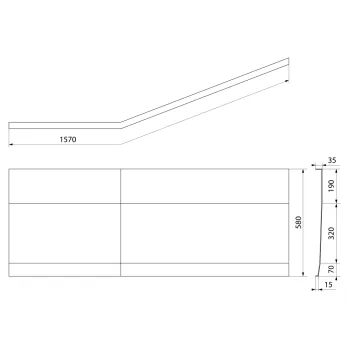 Vannas panelis Polysan Tigra 1500 mm, kreisais, balts 72930