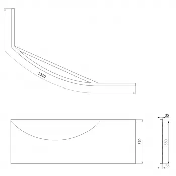 Vannas panelis Polysan Mamba stūra 170 R, labais, balts 77312