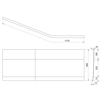 Vannas panelis Polysan Tigra170 R labais, balts 90812
