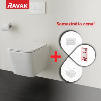 Tualetes poda komplekts Ravak SETWC2 Rāmis G II/1120 + pods Natural RimOff  ar SoftClose vāku + Balta Poga Uni