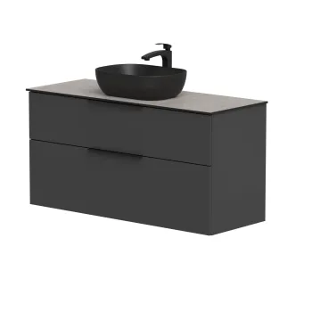 Vannas istabas skapītis Kame Big 120cm 2 atvilknes, Zem virsmas, Bez izlietnes, Graphite BUC/12-3DR/D27-BIG