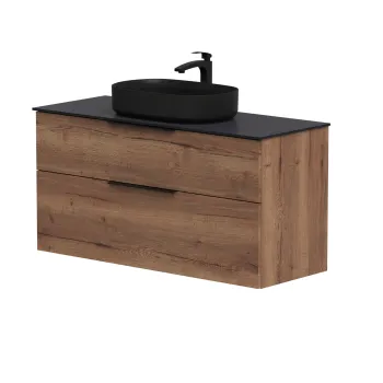 Vannas istabas skapītis Kame Big 120cm 2 atvilknes, Zem virsmas, Bez izlietnes, Tobacco oak BUC/12-3DR/19-BIG