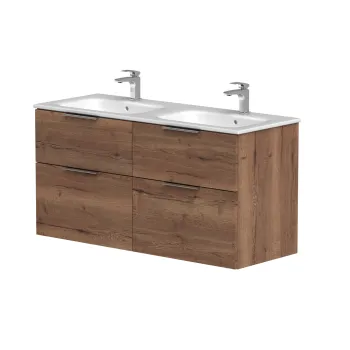Vannas istabas skapītis Kame Big 120cm dubultā 2 atvilknes, bez izlietnes, Tobacco oak BUD/12-3DR/19-BIG