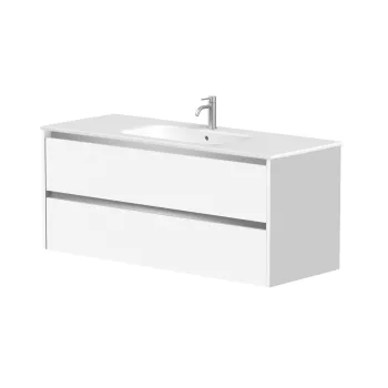 Vannas istabas skapītis Kame City 120cm 2 atvilknes, Bez izlietnes, alumīnija profils, Balts Matēts BU/12-3DR/D02P1
