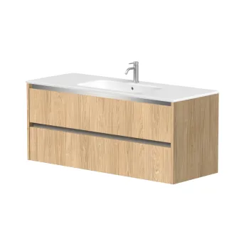 Vannas istabas skapītis Kame City 120cm 2 atvilknes, Bez izlietnes, alumīnija profils, Gaišs Ozols BU/12-3DR/35P1