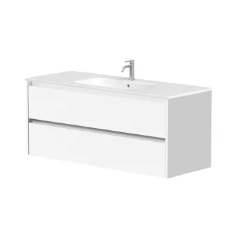 Vannas istabas skapītis Kame City 120cm 2 atvilknes, bez izlietnes, Balti profili, Balts Matēts BU/12-3DR/D02P3