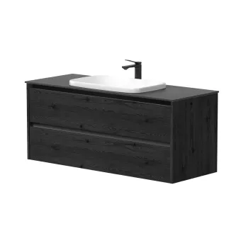 Vannas istabas skapītis Kame City 120cm 2 atvilknes, bez izlietnes, melni profili Melns Ozols BU/12-3DR/1P2