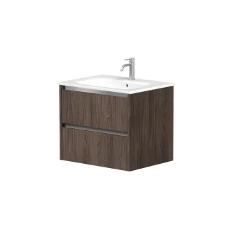 Vannas istabas skapītis Kame City 60cm 2 atvilknes, Bez izlietnes, alumīnija profils, Brūns Ozols BU/6-3DR/20P1
