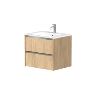 Vannas istabas skapītis Kame City 60cm 2 atvilknes, Bez izlietnes, alumīnija profils, Gaišs Ozols BU/6-3DR/35P1