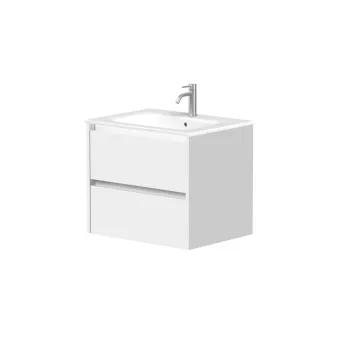 Vannas istabas skapītis Kame City 60cm 2 atvilknes, bez izlietnes, Balti profili, Balts Matēts BU/6-3DR/D02P3