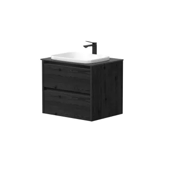 Vannas istabas skapītis Kame City 60cm 2 atvilknes, bez izlietnes, melni profili Melns Ozols BU/6-3DR/1P2