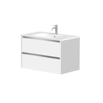 Vannas istabas skapītis Kame City 80cm 2 atvilknes, Bez izlietnes, alumīnija profils, Balts Matēts BU/8-3DR/D02P1