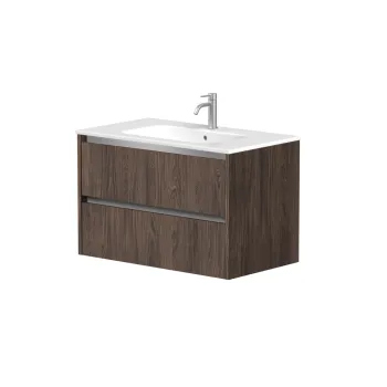 Vannas istabas skapītis Kame City 80cm 2 atvilknes, Bez izlietnes, alumīnija profils, Brūns Ozols BU/8-3DR/20P1