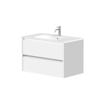 Vannas istabas skapītis Kame City 80cm 2 atvilknes, bez izlietnes, Balti profili, Balts Matēts BU/8-3DR/D02P3
