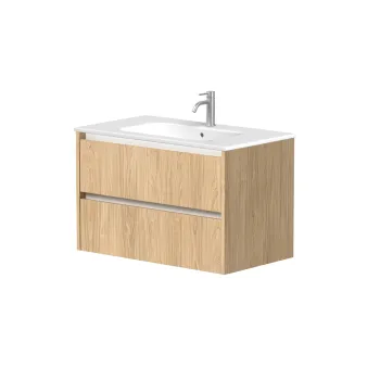 Vannas istabas skapītis Kame City 80cm 2 atvilknes, bez izlietnes, Balti profili, Gaišs Ozols BU/8-3DR/35P3