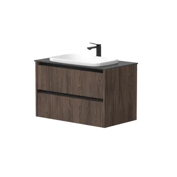 Vannas istabas skapītis Kame City 80cm 2 atvilknes, bez izlietnes, melni profili Brūns Ozols BU/8-3DR/20P2