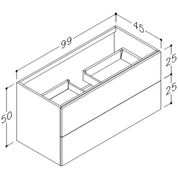 Vannas istabas skapītis Kame Gama 100cm 2 atvilknes (push to open), bez izlietnes, Copper oak BU/10-3DR/48-PO
