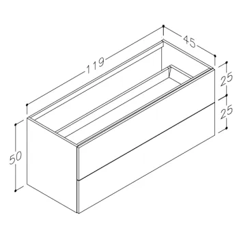 Vannas istabas skapītis Kame Gama 120cm 2 atvilknes, Zem virsmas, Bez izlietnes, Balts BUC/12-3DR/D1