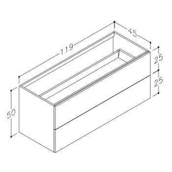 Vannas istabas skapītis Kame Gama 120cm 2 atvilknes, Zem virsmas, Bez izlietnes, Copper oak BUC/12-3DR/48