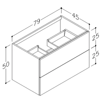 Vannas istabas skapītis Kame Gama 80cm 2 atvilknes (push to open), bez izlietnes, Copper oak BU/8-3DR/48-PO