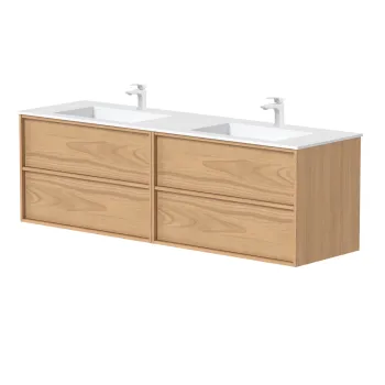Vannas istabas skapītis Kame Home 120cm 2 atvilknes, dubultais (2x60cm), bez izlietnes, Natural oak BUD/12-3DR-DB/N05-HM
