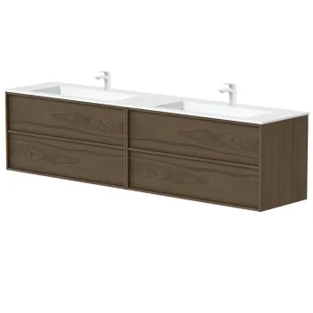 Vannas istabas skapītis Kame Home 160cm 2 atvilknes, dubultais (2x100cm), bez izlietnes, Brūns Ozols BUD/20-3DR-DB/N07-HM