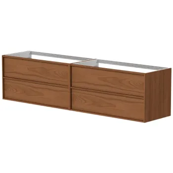 Vannas istabas skapītis Kame Home 160cm 2 atvilknes, dubultais (2x100cm), zem izlietnes / virsmas Copper oak BUDC/20-3DR-DB/N11-HM