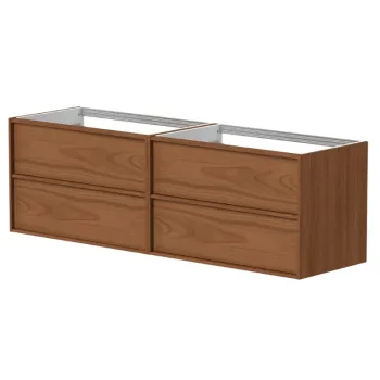 Vannas istabas skapītis Kame Home 160cm 2 atvilknes, dubultais (2x80cm), zem izlietnes / virsmas Copper oak BUDC/16-3DR-DB/N11-HM