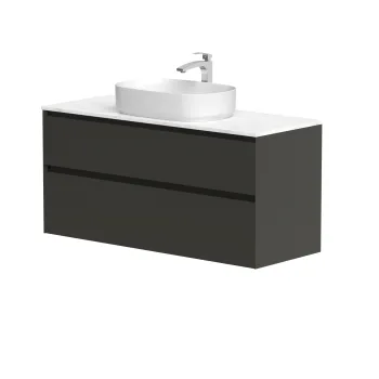 Vannas istabas skapītis Kame Loft 120cm 2 atvilknes, Zem virsmas, Bez izlietnes, Anthracite Grey BUC/12-3DR/D27-LFT