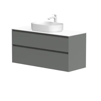 Vannas istabas skapītis Kame Loft 120cm 2 atvilknes, Zem virsmas, Bez izlietnes, Pearl Grey BUC/12-3DR/D37-LFT