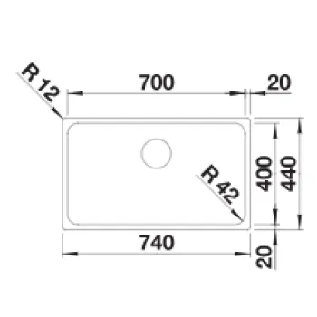 Virtuves Izlietne BLANCO SOLIS 700-U BRUSHED InFino O.AF Nerūsējošais tērauds, Krāsots pārklājums 526125
