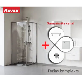 Dušas kabīnes komplekts RAVAK SET17 NBLRV2-90 R550 Caurspīdīgs stikls, Hromēti profili