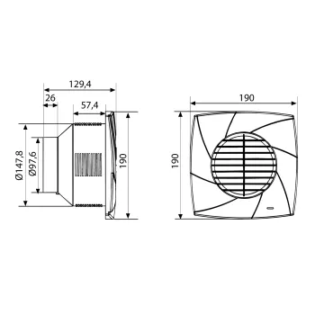 Ventilators Sapho CB-100 PLUS 25 W,100 mm, balts 00840000
